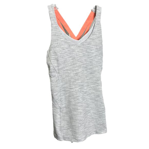 Lululemon Tops - Lululemon Women's 6 Tank Top Light Gray Orange Criss Cross Back Fitted Stretch‎